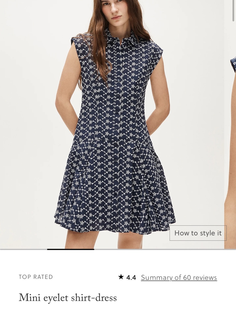 J. Crew Navy and White Printed Mini Shirt Dress